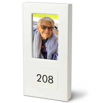 Portrait View Digital Memory Box - Vertical LCD Touchscreen - Surface Mount Dementia and Alzheimer Digital Memory Boxes - Custom Display Designs Assisted Living Memory Boxes